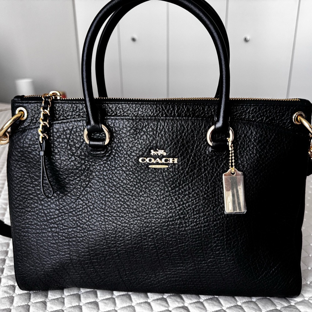 Coach Black Pebbled Leather Satchel